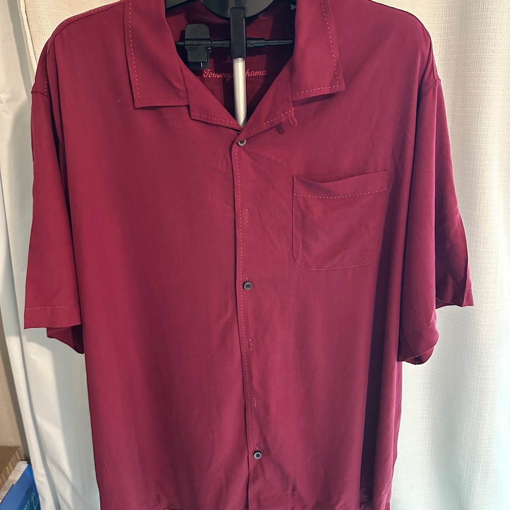 Tommy Bahama Men's Short-Sleeve Silk Camp Shirt Dark Red 2xlb